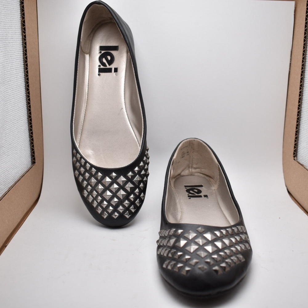 Studded Black Flats